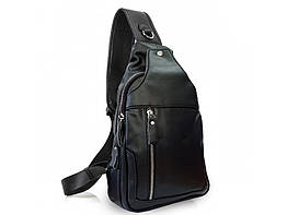 Шкіряний чорний слінг з гладкою шкірою Tiding Bag FL-N2-4004A