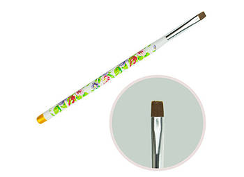 Пензель для гелю No8 прямий ворс білий з кольором (пензли для малювання, пензлики для моделювання, манікюрні)