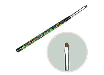 Пензель для гелю No4 овальний ворс чорний з колір (пензли для малювання, пензлики для моделювання, манікюрні)