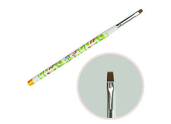 Пензель для гелю No4 прямий ворс білий з кольором (пензли для малювання, пензлики для моделювання, манікюрні)