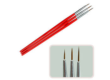 Набір пензлів для малювання (3 шт.) червона ручка (пензли для малювання, пензлики для моделювання, манікюрні