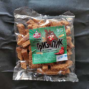 Грінки-цухарики "Гризлик" зі смаками фасування 100 грамів томат тобаско