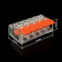 Клема швидкого монтажу Biom WT-465 5 входів 32А 400В 0.14-4mm2, фото 3