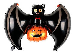 Фольгована кулька велика фігура Летюча миш з гарбузом 101х58см Китай