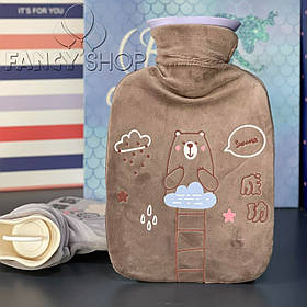 Грілка водяна дитяча в чохлі "Ведмедик", коричнева, Грелка детская водяная