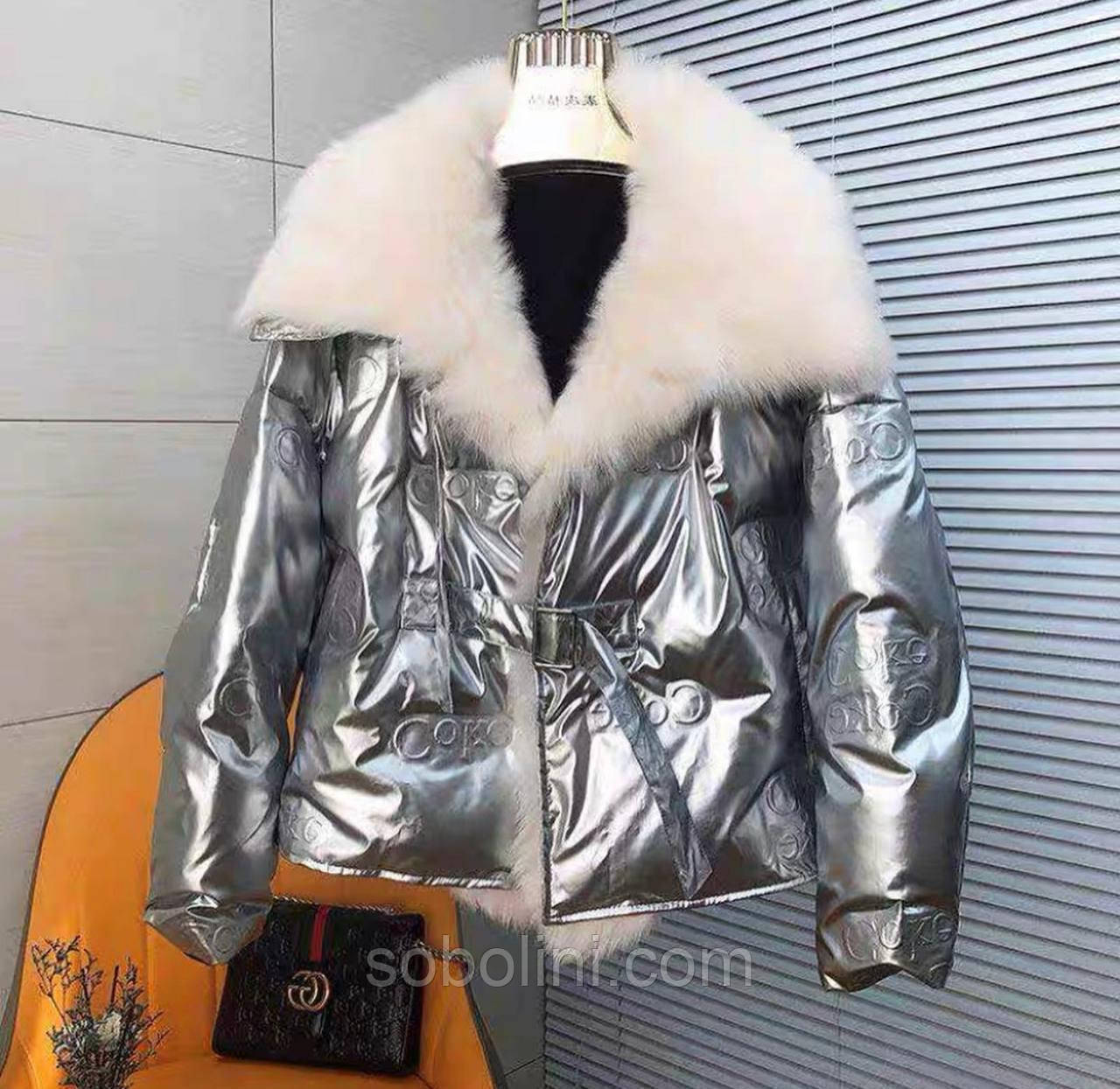 Куртка зимова з хутром песця, фото 1