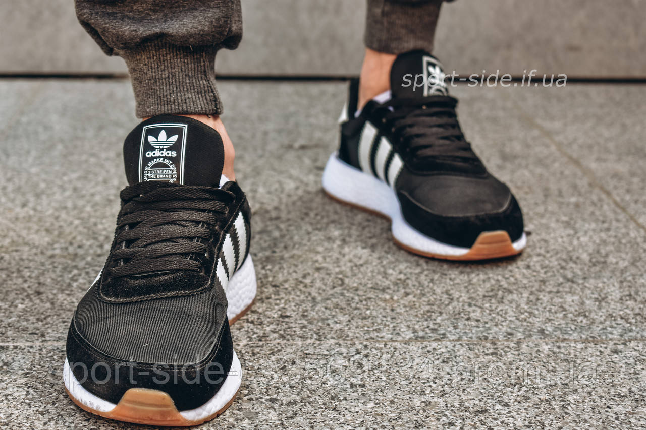 Мужские кроссовки Adidas Iniki Runner Boost Black&White (Адидас Иники ...