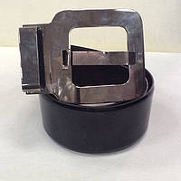 Ремінь пояс шкіряний жіночий Micillo чорний лаковий