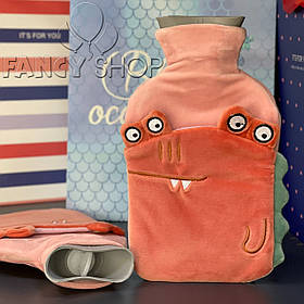 Грілка водяна дитяча в чохлі "Крокодил", рожева, Грелка детская водяная