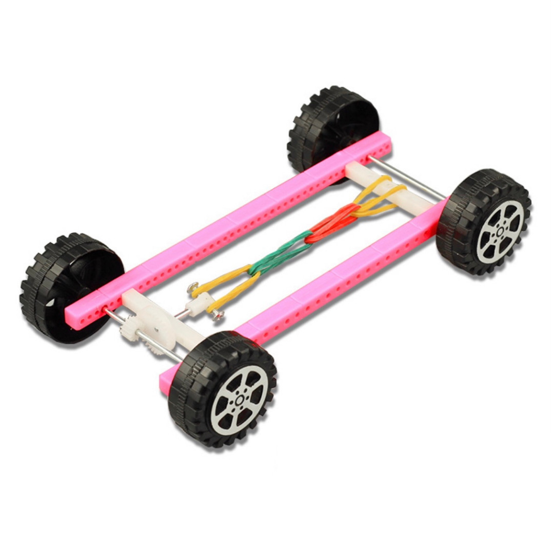 Дитячий розвиваючий науковий конструктор DIY заводна машинка на енергії гумки