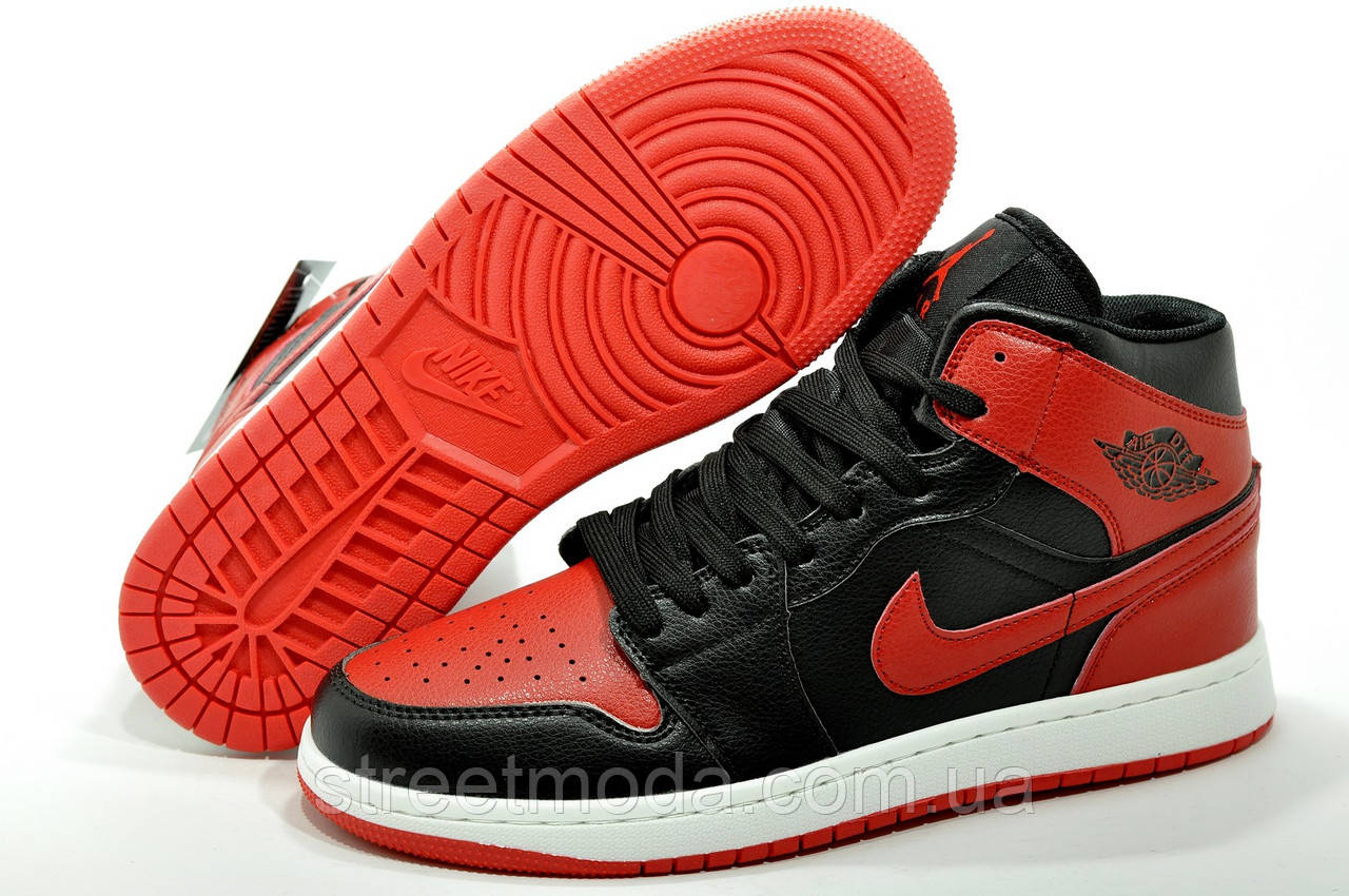 Кроссовки повседневные в стиле Найк Air Jordan 1, Чёрный/Белый/Красный