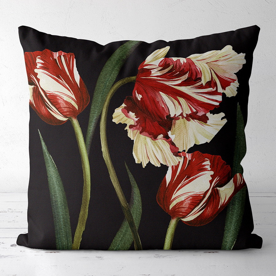 Подушка з принтом габардинова Тюльпани 50x50 (5P_CASA049), фото 1