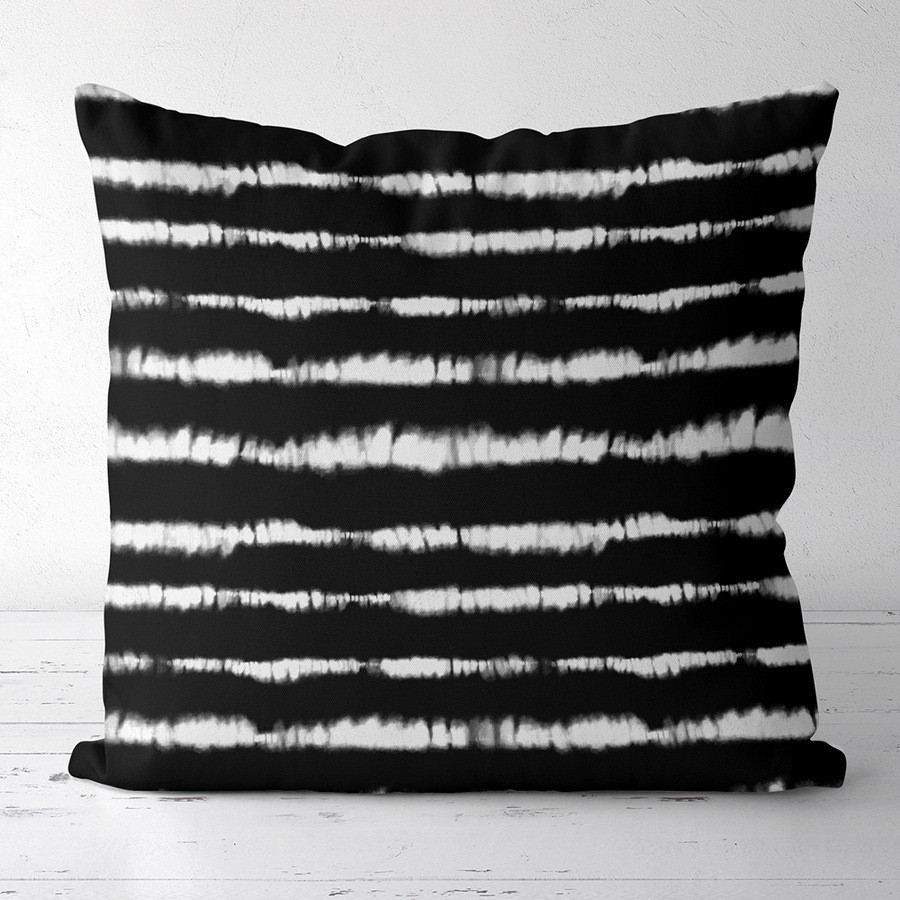 Подушка з принтом габардинова Білий шум на чорному тлі 50x50 (5P_CASA016), фото 1