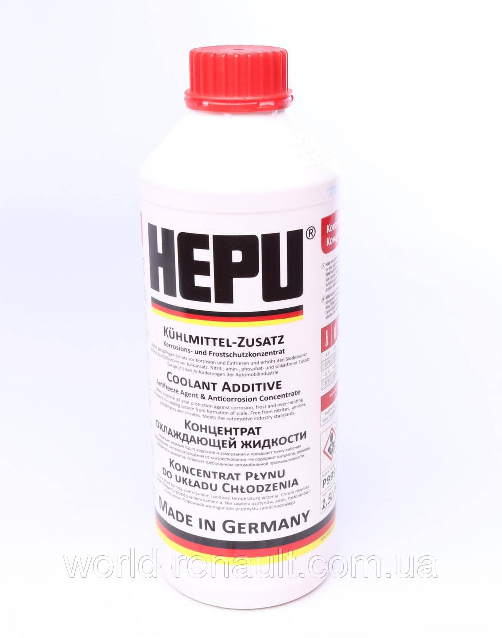 HEPU (Німеччина) P999-G12 — Антифриз червоний 1.5 л (концентрат — 80 °C)