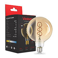 Филаментная лампа Vestum "винтаж" golden twist G95 Е27 6Вт 220V 2500К 1-VS-2507