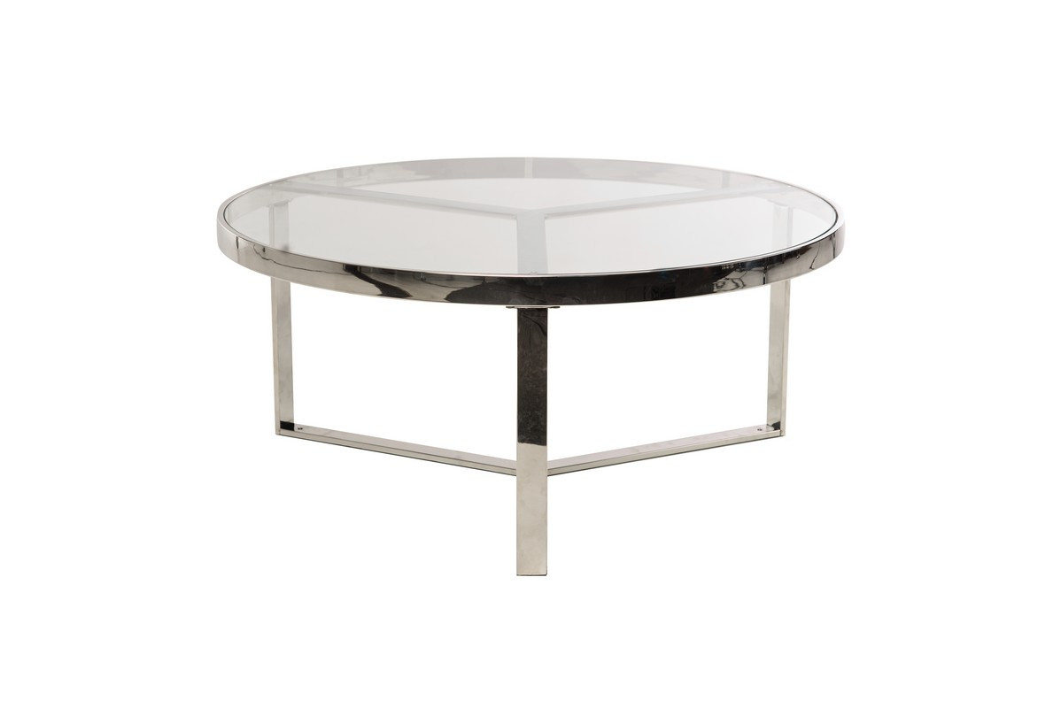 Журнальний стіл CB-1 прозорий + срібло (д.90*50), глянсове гартоване скло/метал