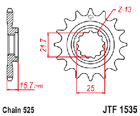 JTF1535.15 Зірка передня KAWASAKI ZX-6R, ZZR 600/636 1998-2008 аналог Sunstar 42315