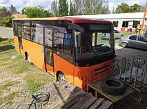 Производство и замена лобового стекла триплекс на автобусе ЗАЗ IVAN А08 в Никополе (Украина). 2