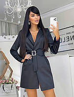 Красивое женское платье-пиджак Макс Мара из плотного шелк-сатина с поясом разные цвета Smf6493