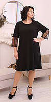 Просте і лаконічне жіноче плаття в чорному кольорі , розмір 52-58