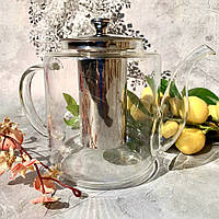 Чайник для заварки чая 1200 мл Edenberg EB-19037 Чайник заварник стеклянный с нержавеющим ситом длинный носик