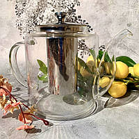 Чайник для заварювання чаю 1500 мл Edenberg EB-19038 Чайник заварник скляний із неіржавким ситом довгий носик