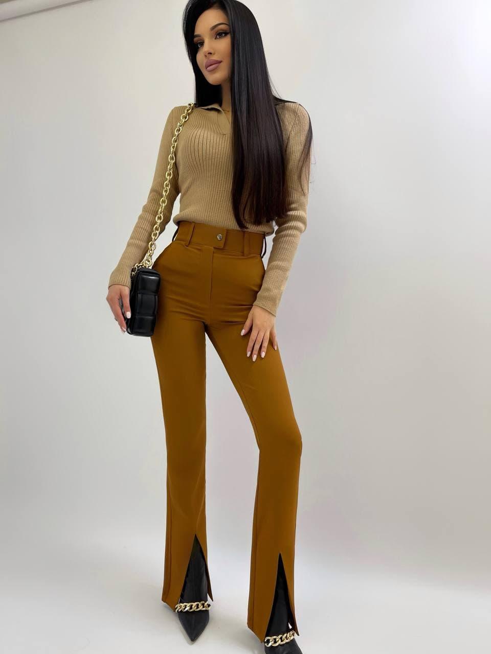 Брюки Премія жіночі трендові з розрізами внизу Bf245