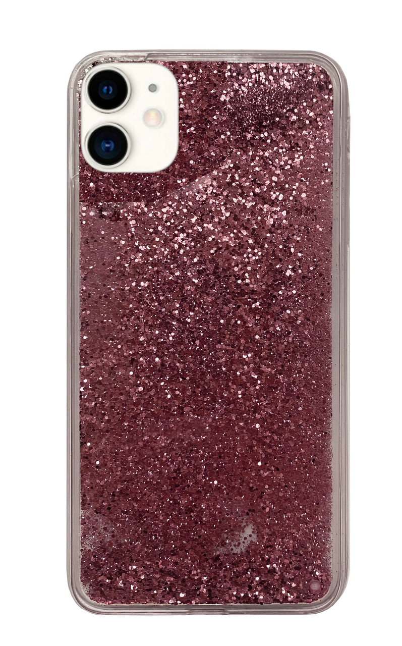 Чохол Silicone з Блискітками для iPhone 12 (02) Rose рожевий