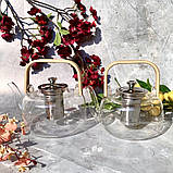 Чайник із довгим носиком для заварювання чаю 1500 мл Edenberg EB-19053 чайник заварник скляна дерев'яна ручка, фото 5