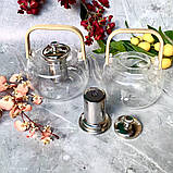 Чайник із довгим носиком для заварювання чаю 1500 мл Edenberg EB-19053 чайник заварник скляна дерев'яна ручка, фото 8