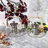 Чайник із довгим носиком для заварювання чаю 1500 мл Edenberg EB-19053 чайник заварник скляна дерев'яна ручка, фото 4