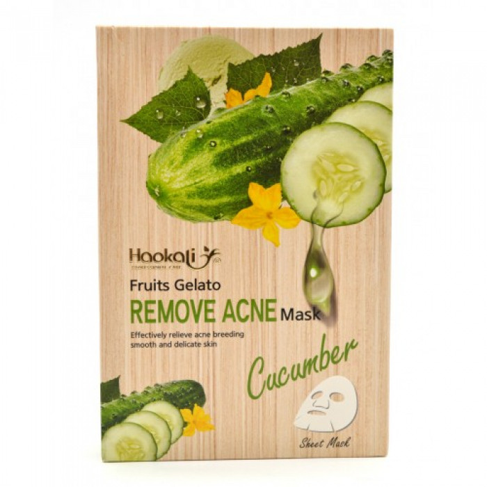 Тканинна маска з екстрактом огірка Wokali Cucumber Fruits Gelato Remove Acne Mask (30 мл*10 шт.)