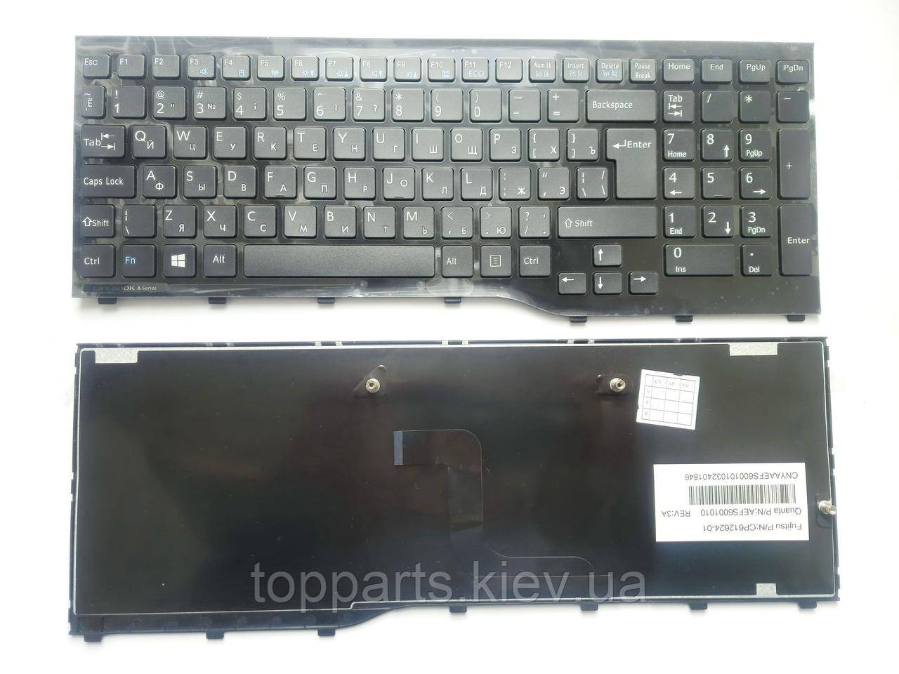 Клавіатура для ноутбуків Fujitsu LifeBook A552 AH522 AH552 чорна з чорною рамкою RU/US