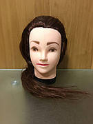 Навчальна голова манекен тренувальна для перукаря, для зачісок, каштанова