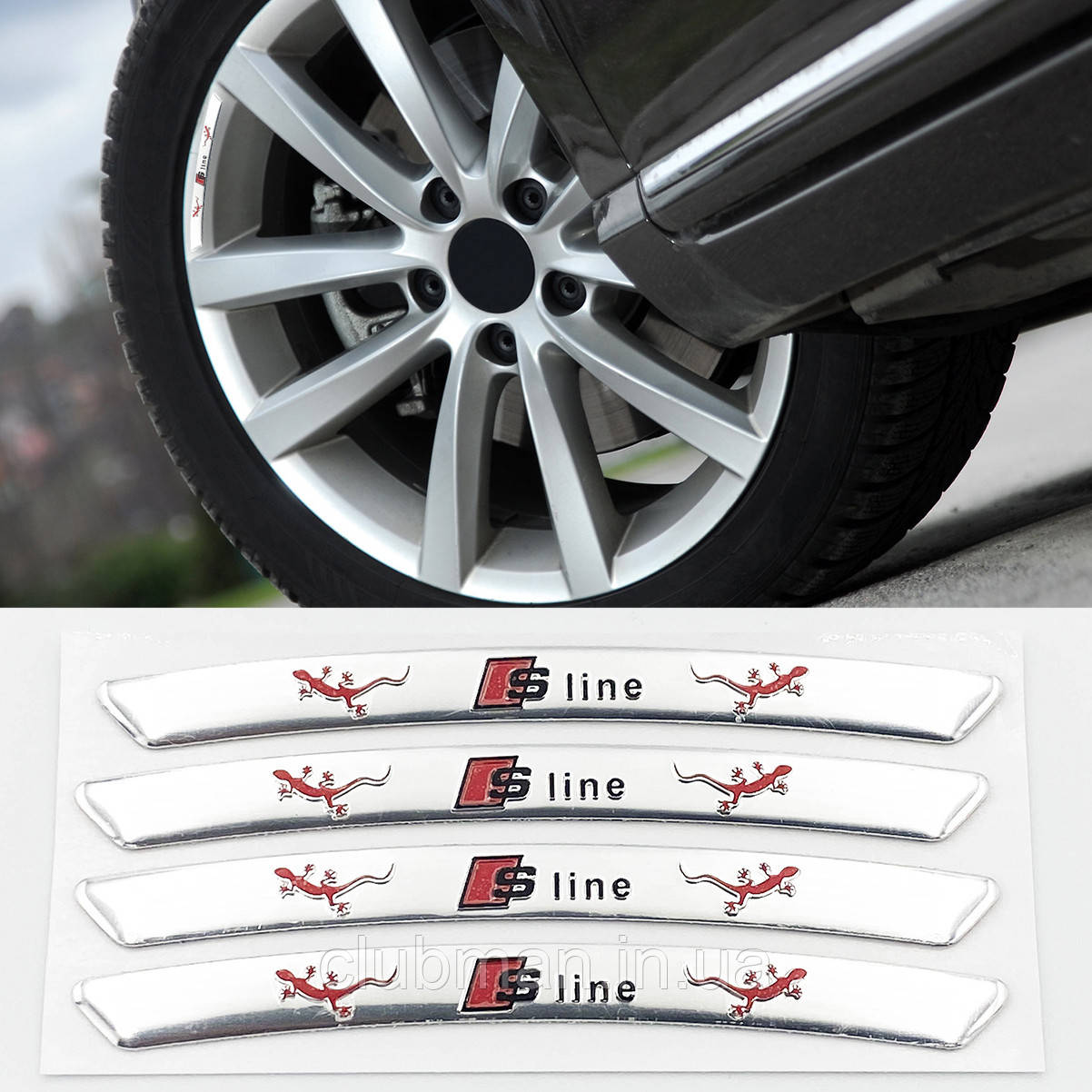 Наклейки на диски S-LINE AUDI (АУДІ)  на колеса Сріблясті