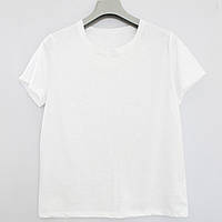 Базовая белая футболка женская повседневная 100% хлопковая от производителя, Ladan 48