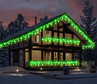 Вулична гірлянда бахрома ICICLE 3х0, 8 м 100 LED IP44 зелена, флеш із мерехтінням, чорний дріт, фото 5