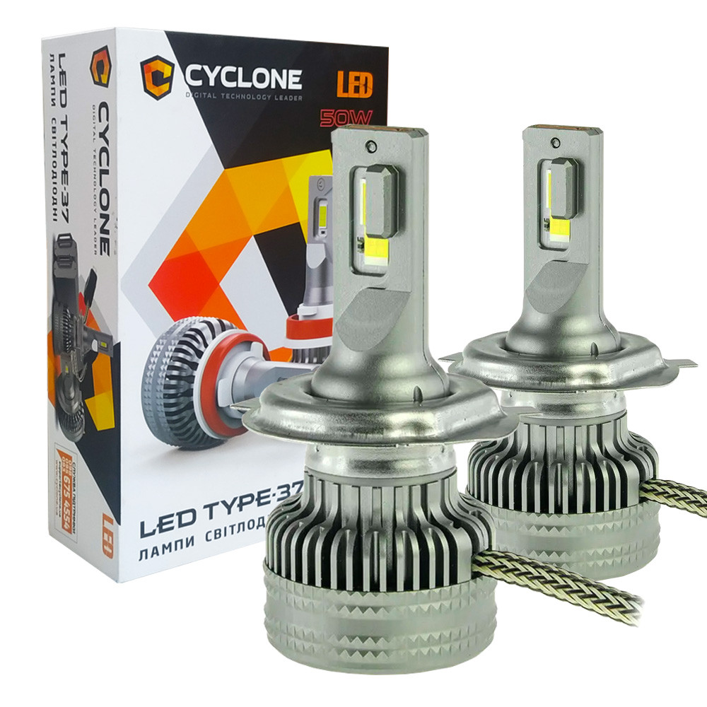 Лампа світлодіодна для фар CYCLONE LED H4 6000K 12000LM TYPE 37 2 шт комплект