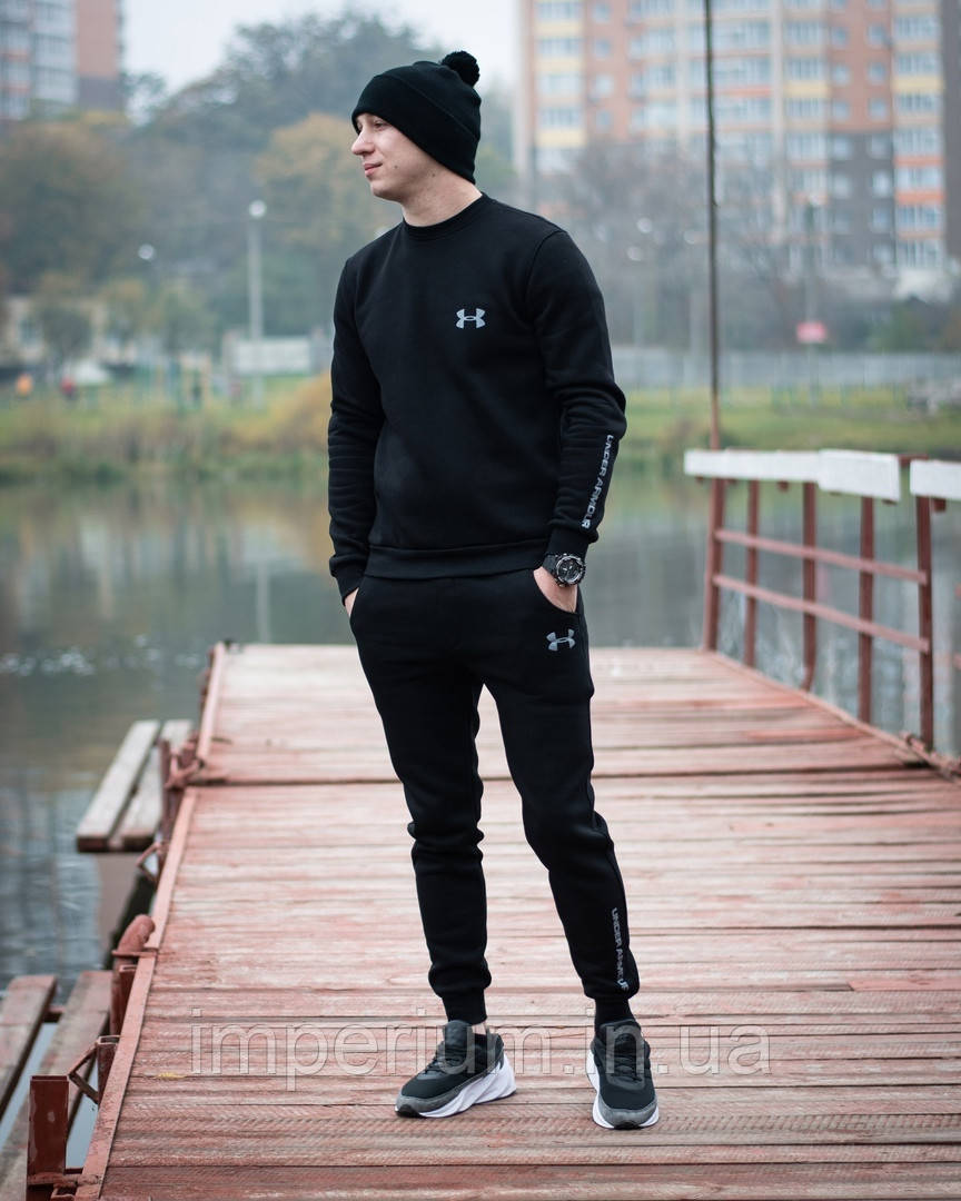 Спортивний чорний стильний костюм | under armour