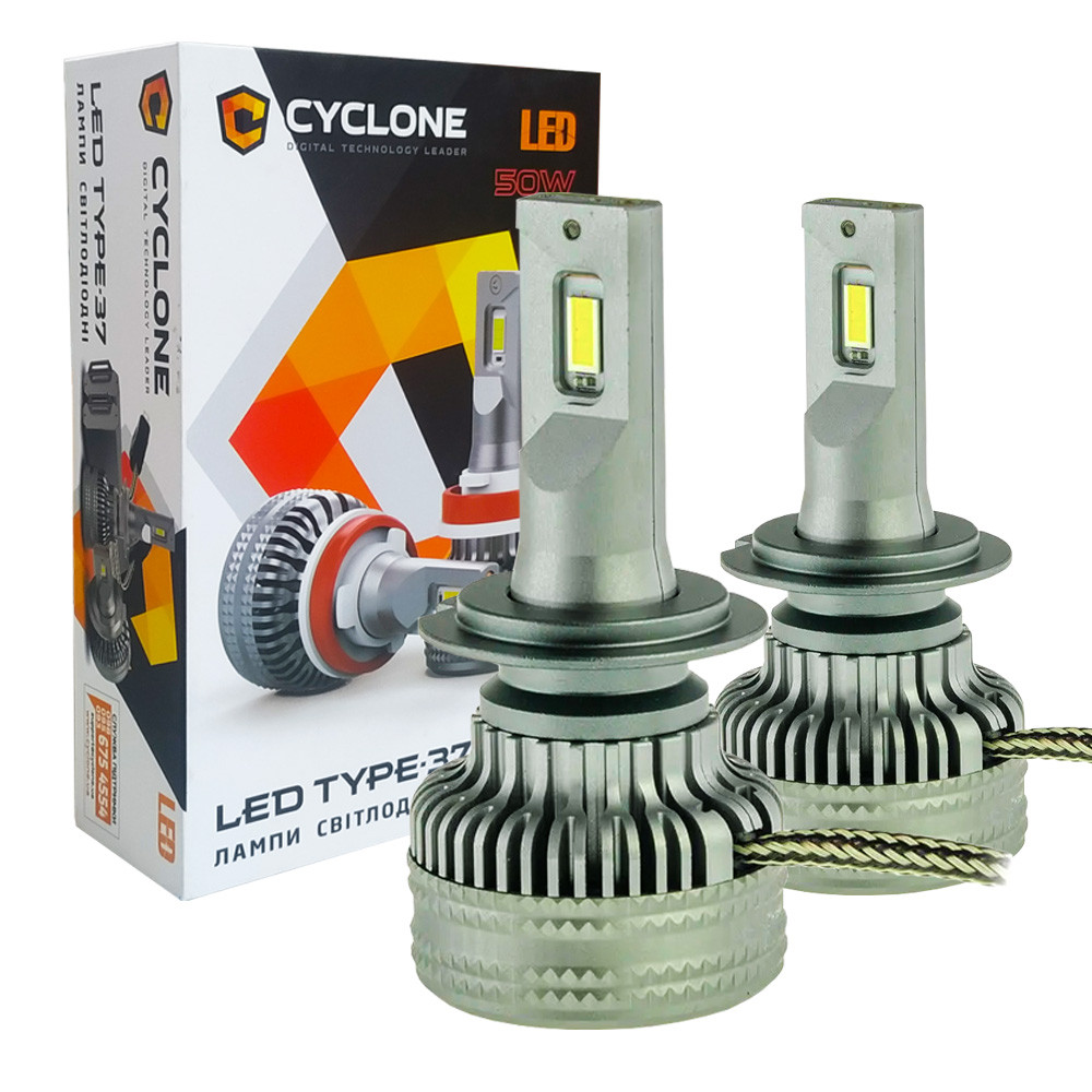 Лампа світлодіодна для фар CYCLONE LED H7 6000K 12000LM TYPE 37 2 шт комплект