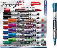 Набір маркерів сухого стирання BIC Intensity Advanced Dry Erase Marker Кольорові 12шт (GELIPP121)