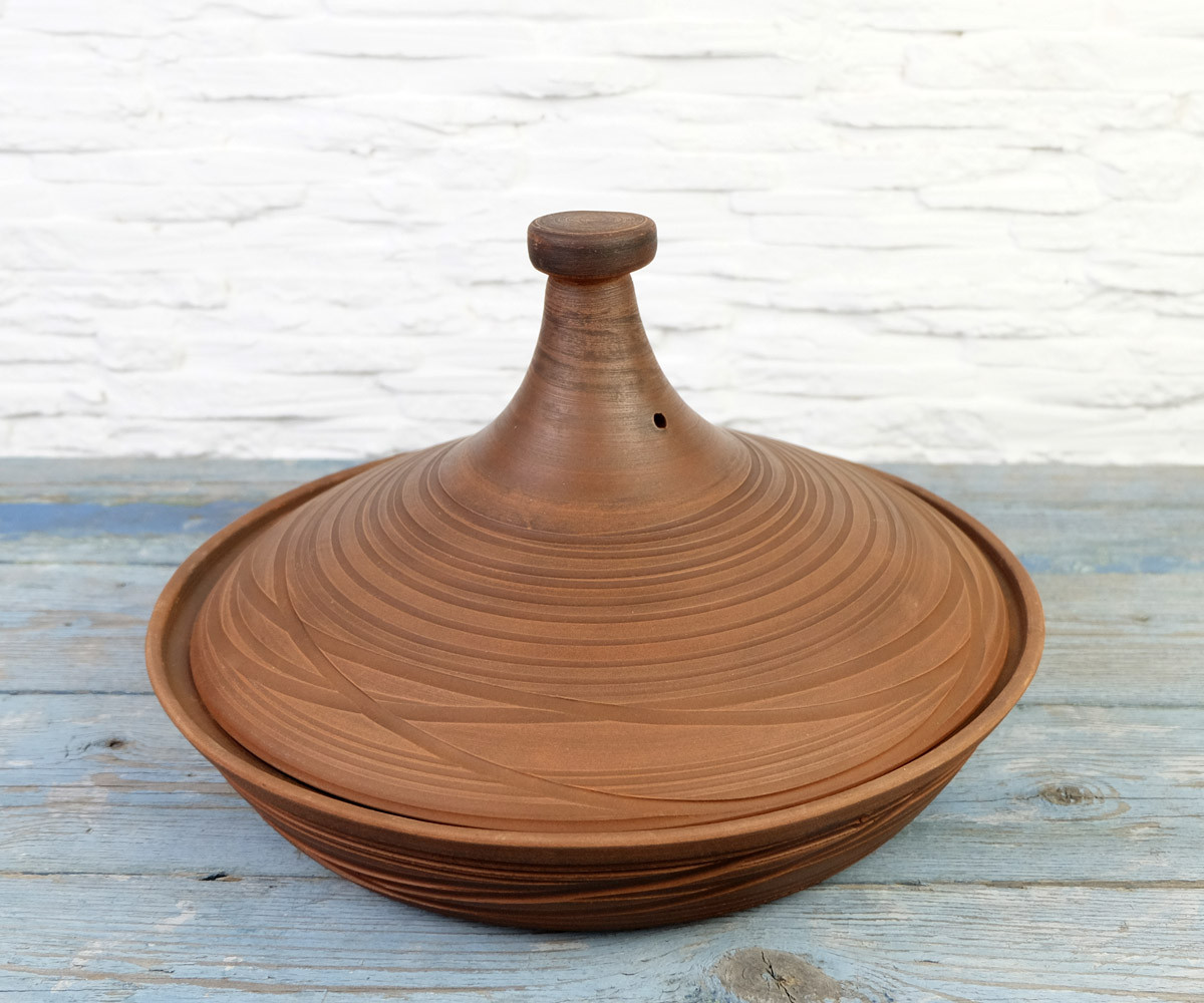 Тажин духовий гончарний з кераміки 1,6 л 290 мм / Таджин керамічний гончарний, фото 1