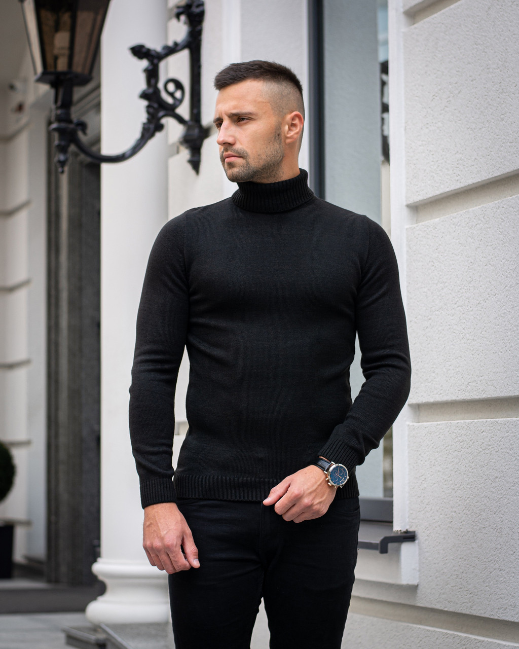 Чоловічий гольф теплий з підворотом чорний Туреччина. Живе фото. Є інші кольори, фото 1