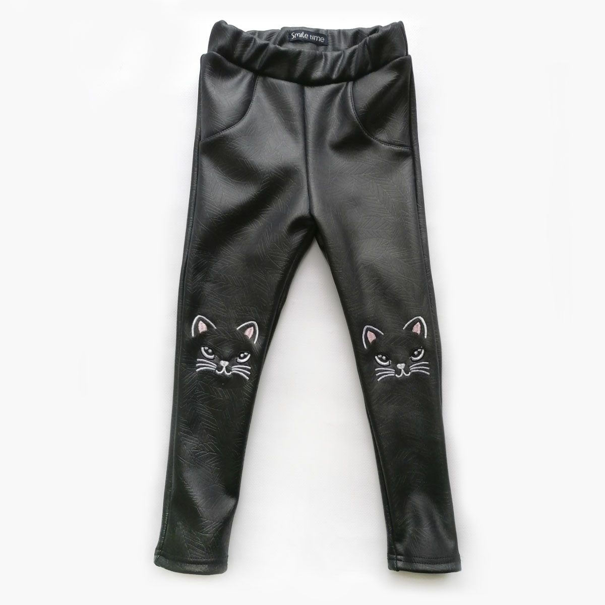 Лосини дитячі шкіряні на хутрі SmileTime Leather Kitten, чорні