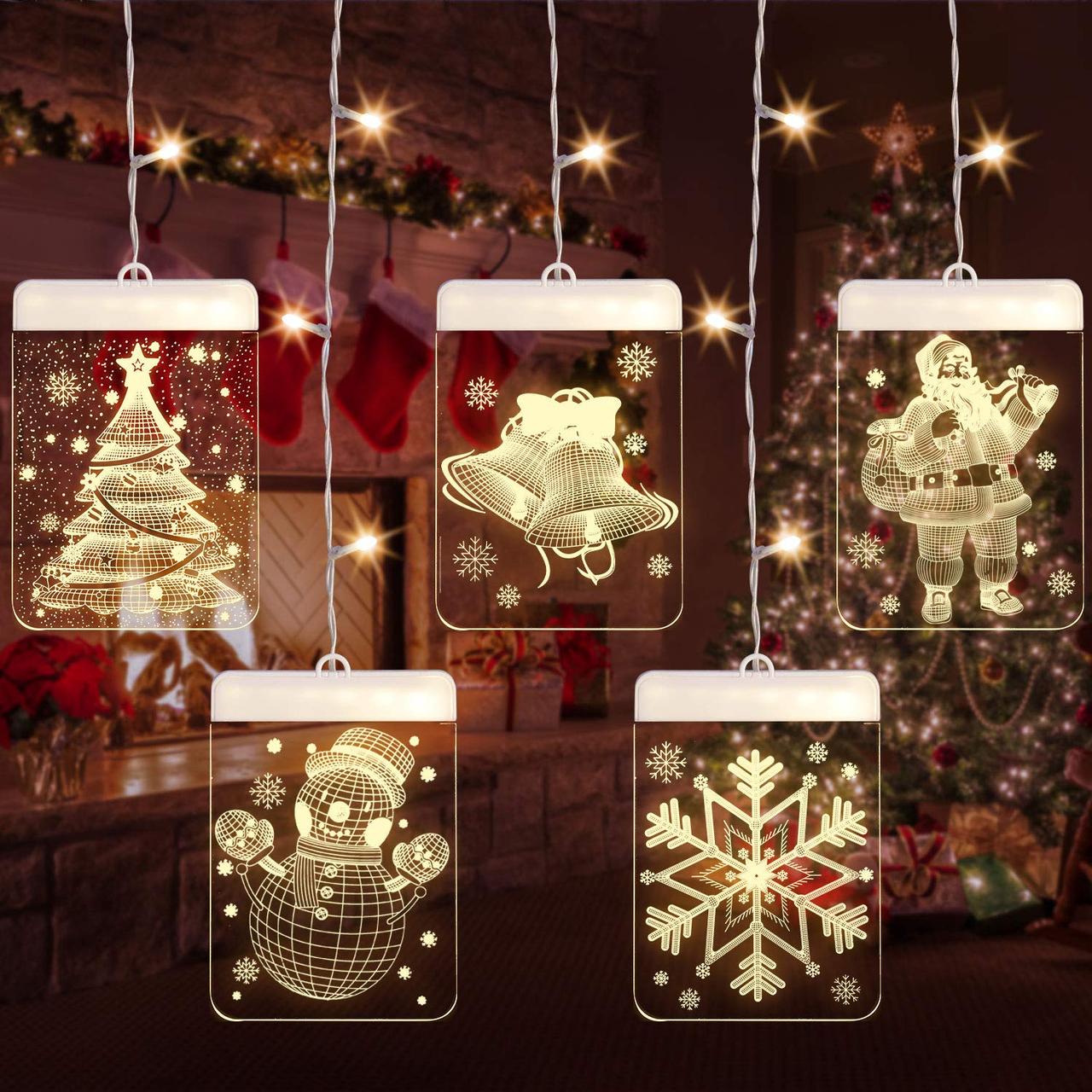 Гірлянда штора 3D світлодіодна Happy new year, фото 1