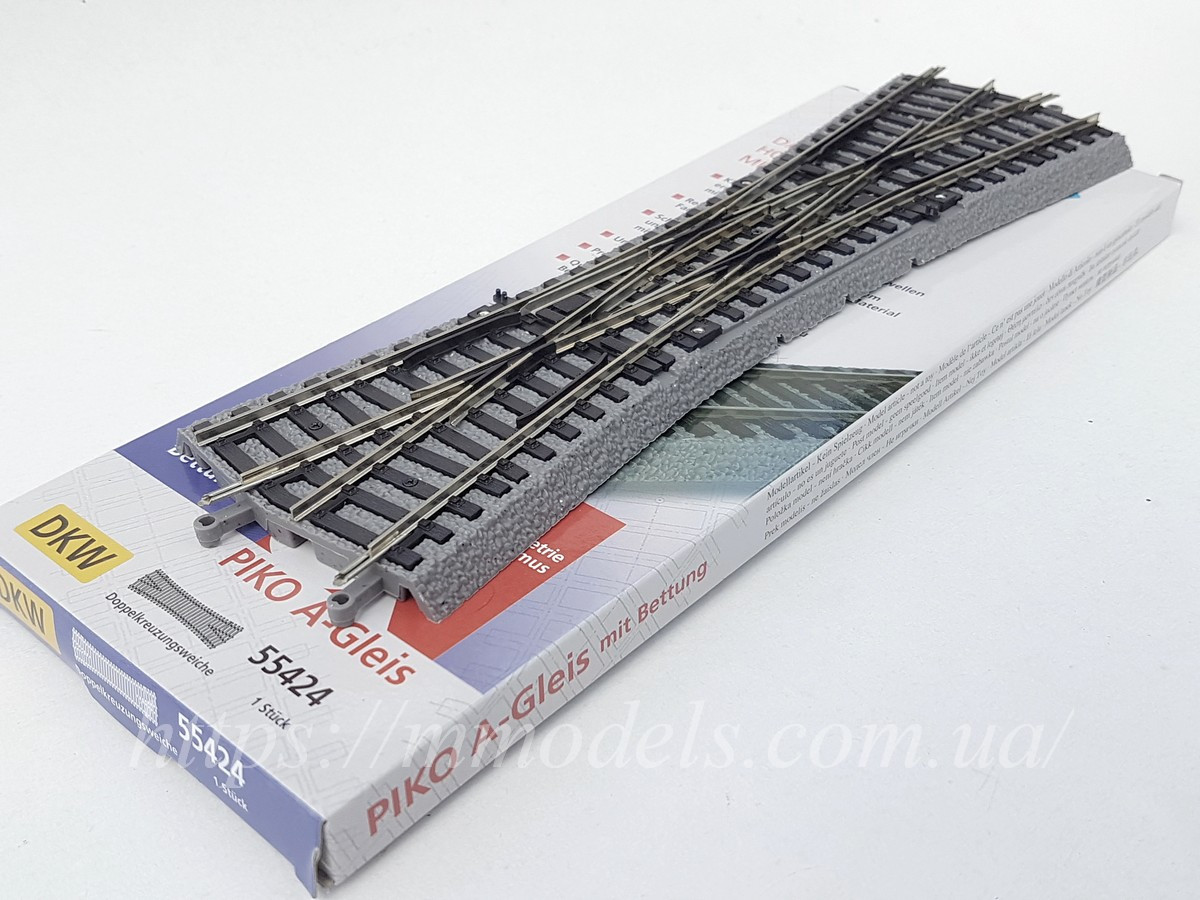 Англійська стрілка DKW 15°/239mm, Рельсовий матеріал A-track 55424, масштабу 1:87