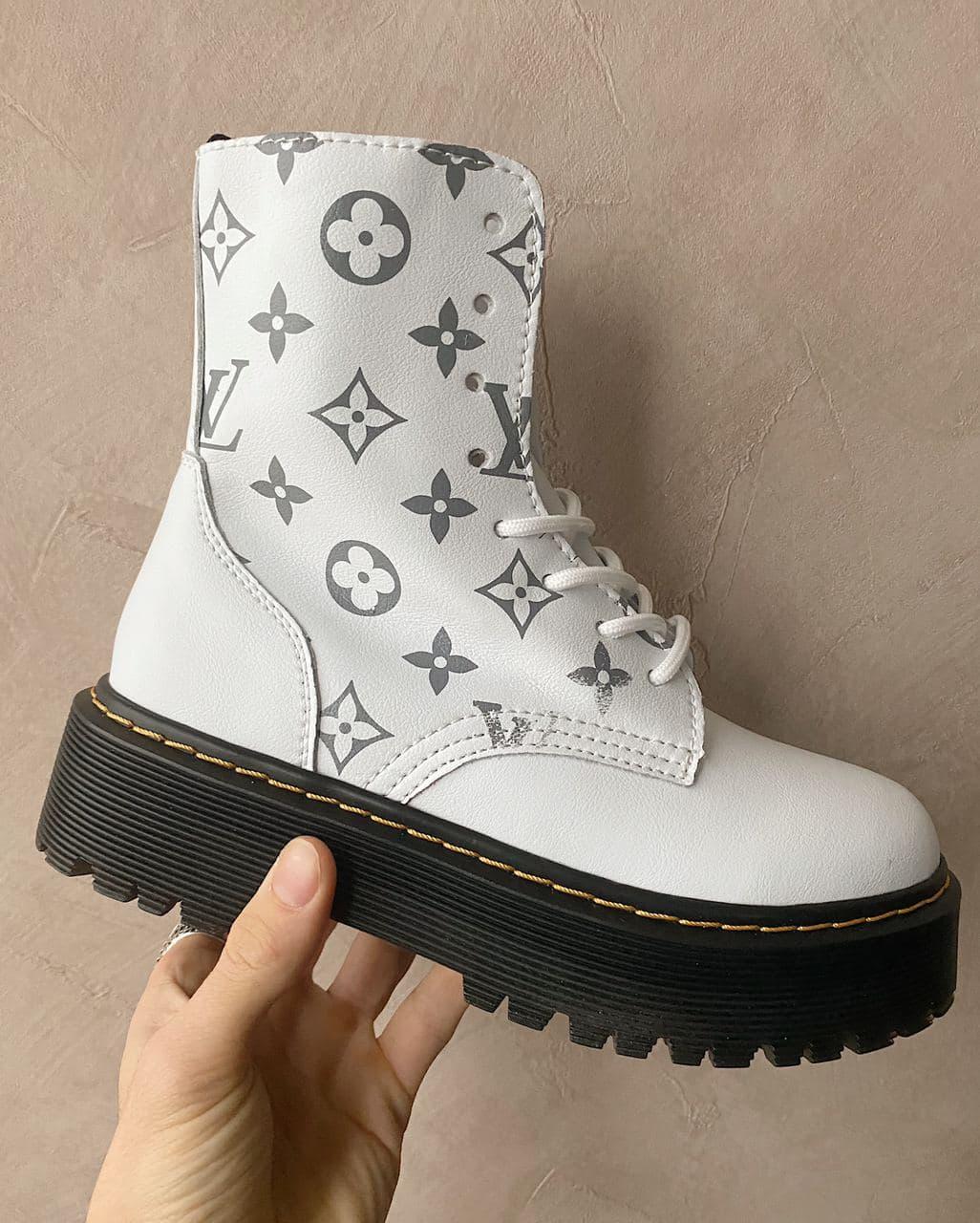 Черевики жіночі білі демісезонні Dr.Martens JADON Louis Vuitton Premium White (05092)