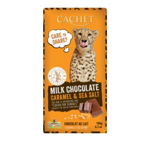 Шоколад Молочний Кашет Карамель з морською сіллю Cachet Milk Chocolate Caramel & Sea Salt 180 г Бельгія
