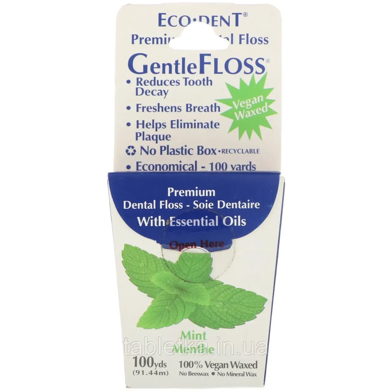 Eco-Dent, GentleFloss Зубна нитка, М'ята 91.44 м
