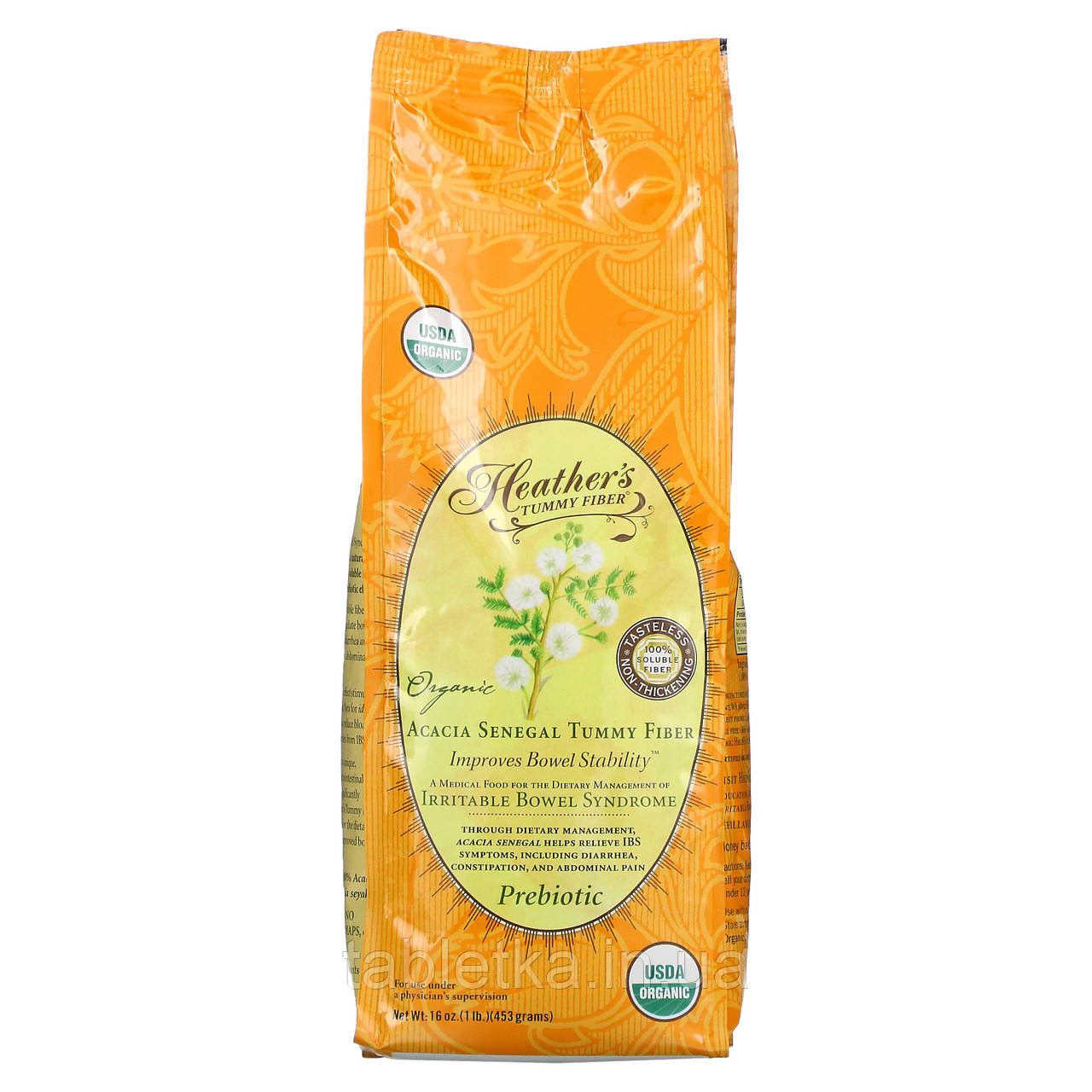 Heather's Tummy Care, органічна розчинна клітковина сенегальської акації, 453 г